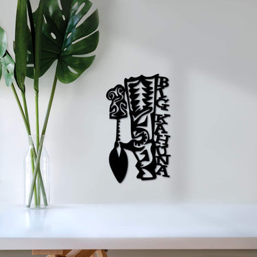 Big Kahuna Metal Sign with Tiki God and Spade | Hawaiian Metal Wall Art | Hawaii Art and Decor | Hawaiian Gift for Him | Boss Gift